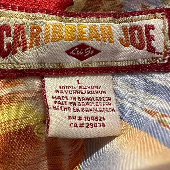 Caribbean Joe tropical beachwear button up sz Large summer style - Picture 6 of 7